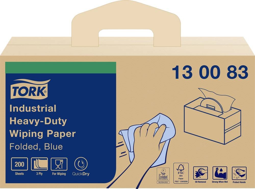 TORK 130083 Extra Starke Industrie Papierwischtücher Blau W7