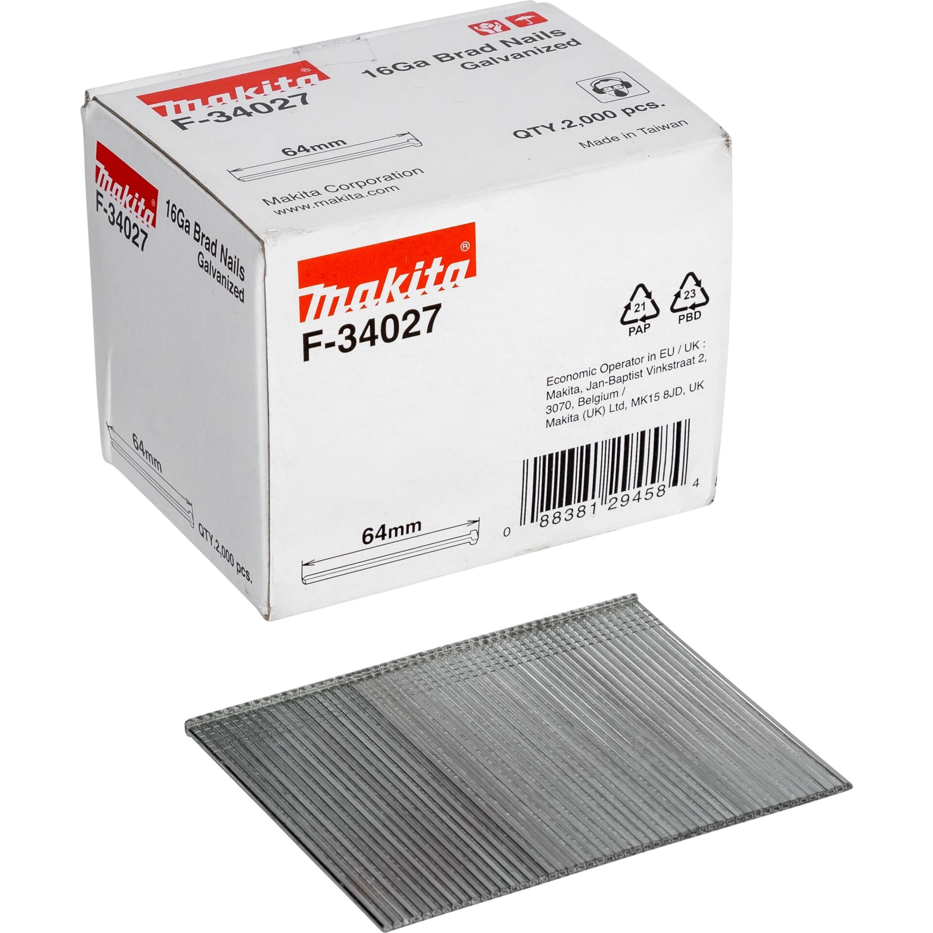 Makita F-34027 Stauchkopfnägel Produktabmessung, Länge 64mm 1 pc(s)