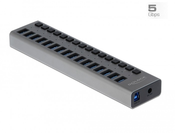 DeLOCK External USB 5 Gbps Hub with 16 Ports + Switch - DeLOCK