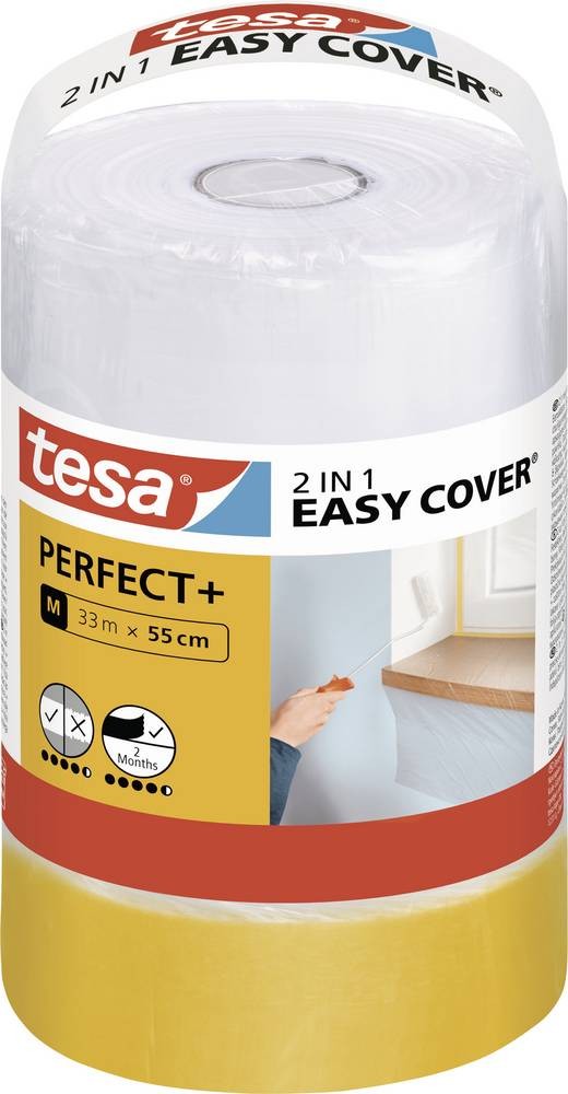 Tesa Easy Cover Perfect+ 56593-00000-00 Abdeckfolie Gelb, Transparent