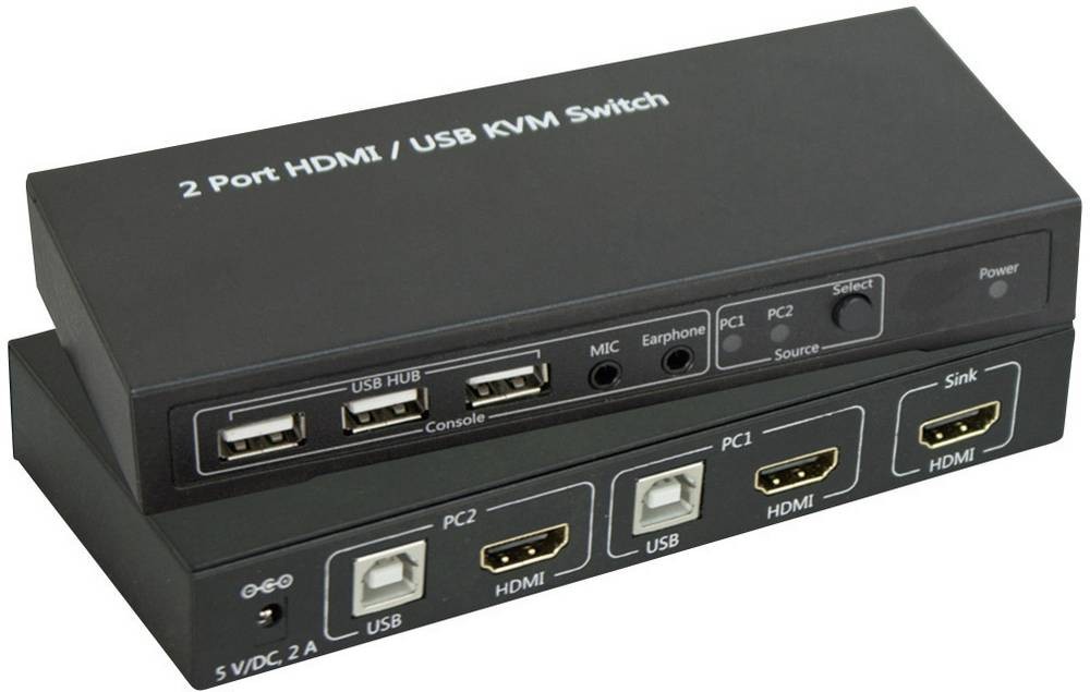 SpeaKa Professional 2 Port KVM-Umschalter HDMI USB 1920 x 1080 Pixel,