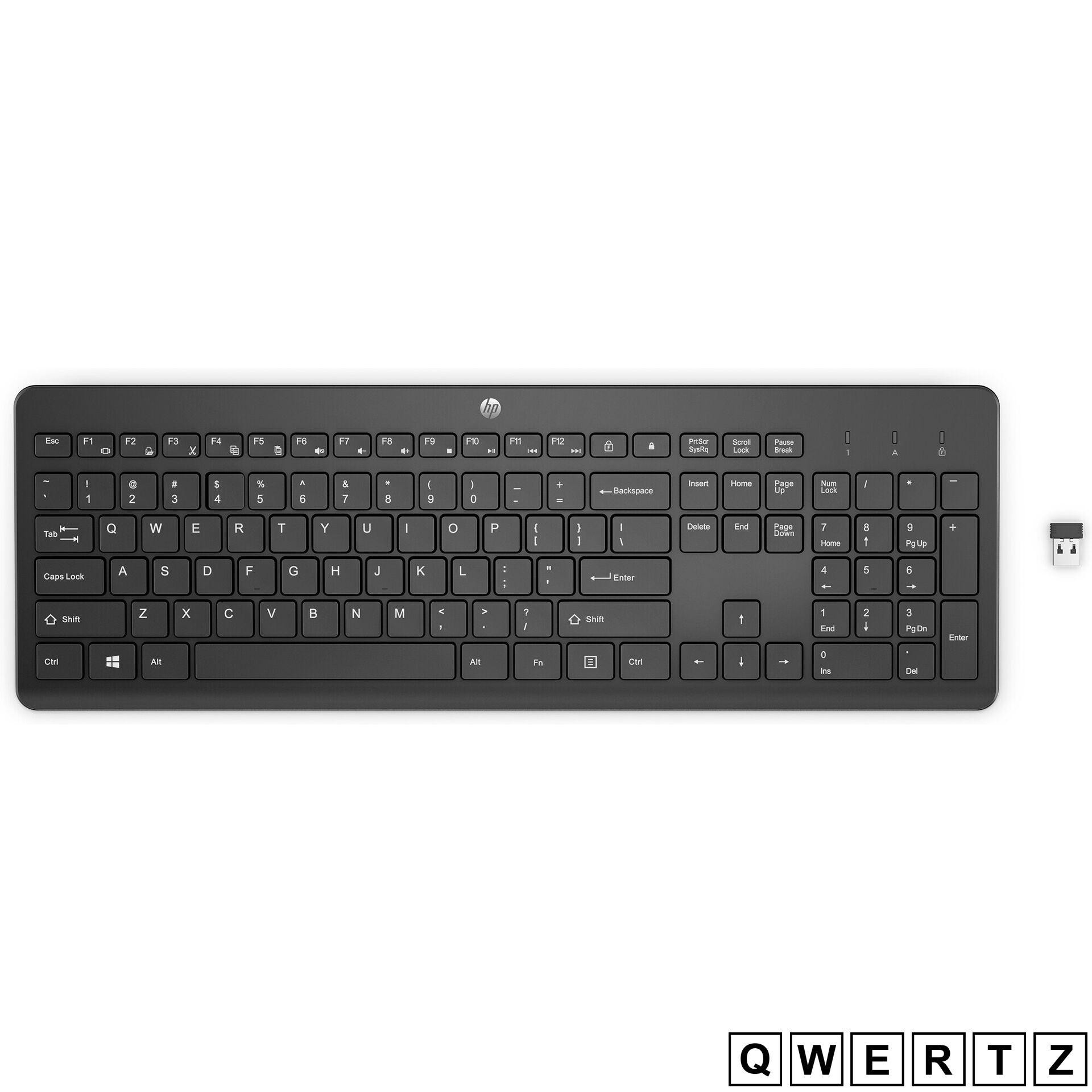 HP 230 Kabellos Tastatur Deutsch, QWERTZ Schwarz