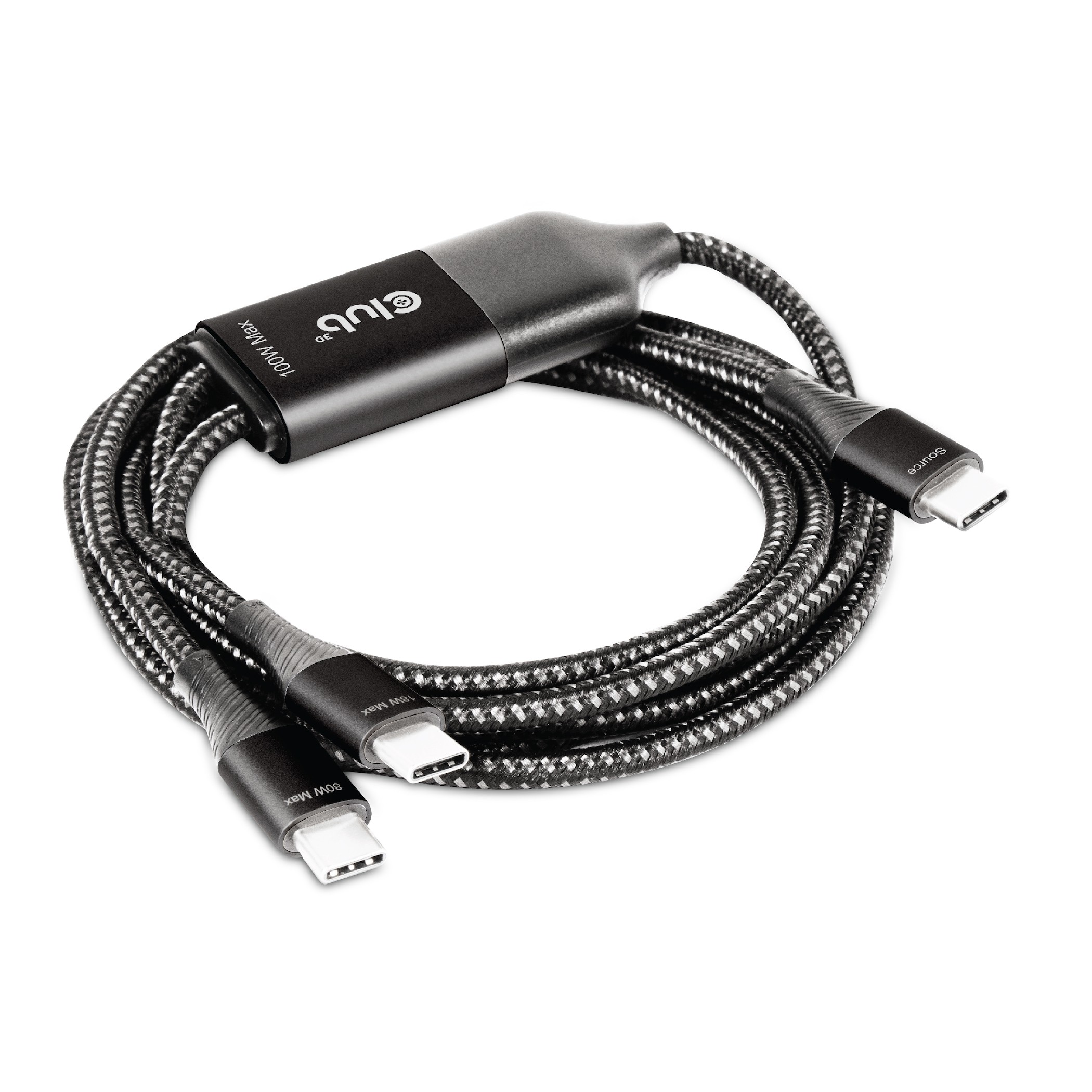 CLUB3D USB Type-C, Y charging cable to 2x USB Type-C max. 100W, 1.83m/