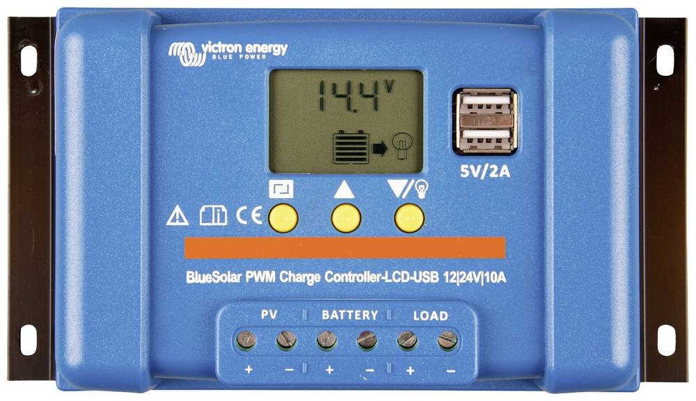 Victron Energy Blue-Solar PWM-LCD&USB Laderegler PWM 12 V, 24V 10A