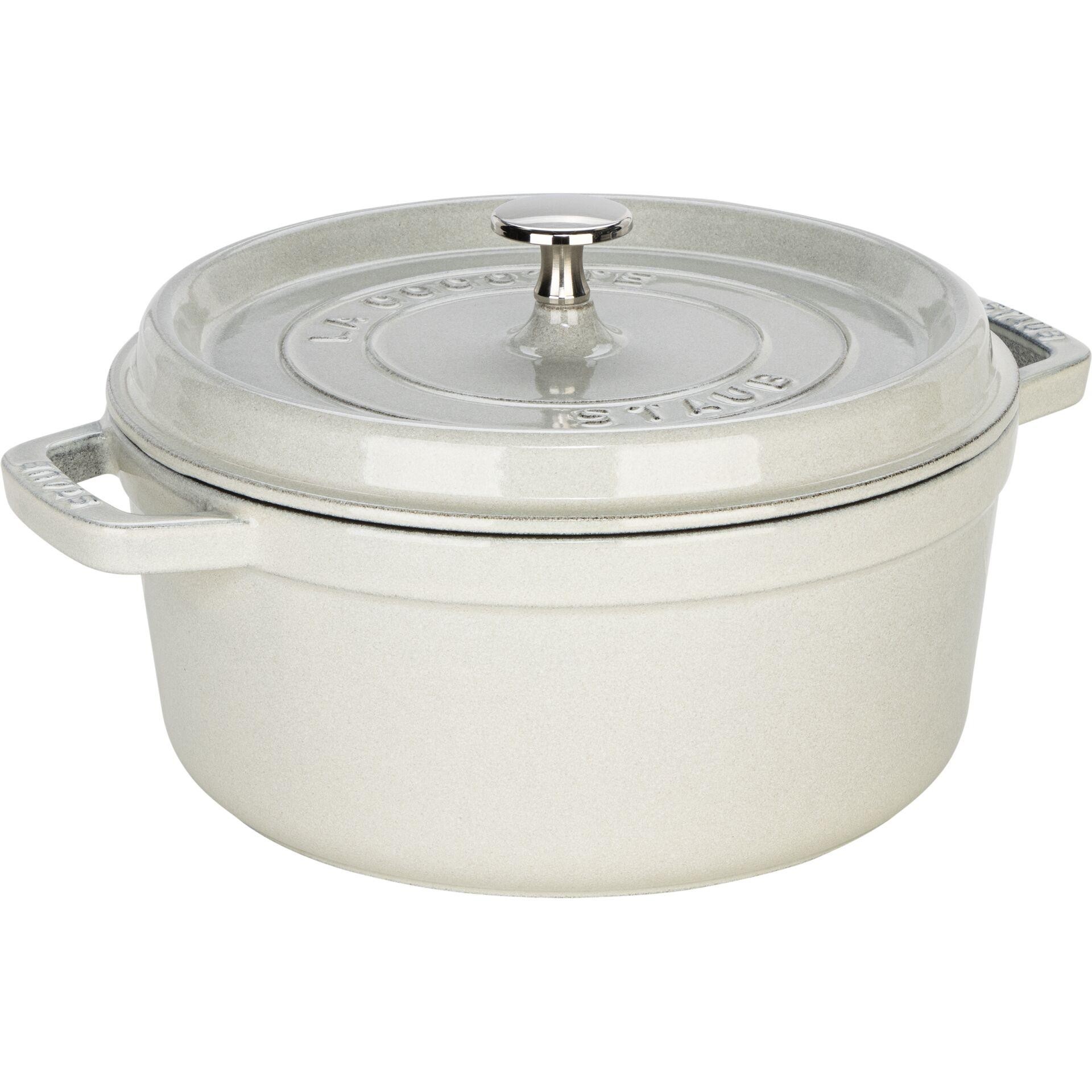 Staub La Cocotte 24cm rund, whiteer Trüffel, Gusseisen