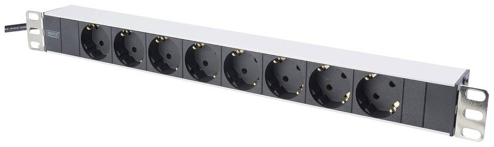 Digitus aluminum outlet strip, 8 safety outlets, 2 m supply safety
