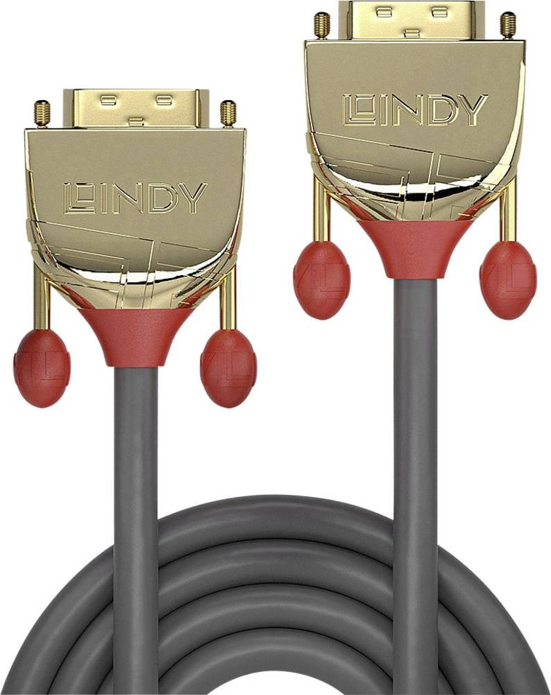 Lindy 15m DVI-D Single Link Cable, Gold Line - Lindy 15m DVI-D Single