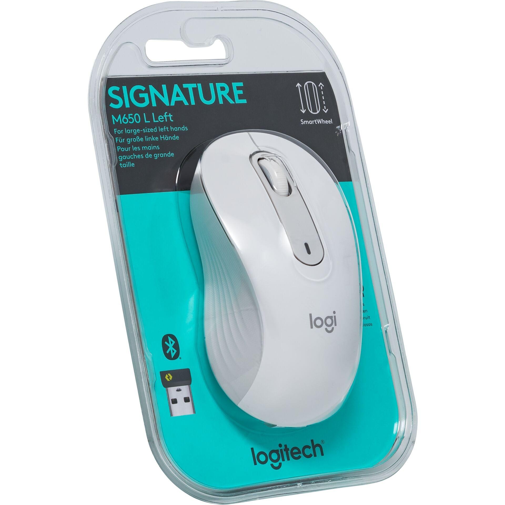 Logitech Signature M650L Large Off-White Wireless Maus für die linke