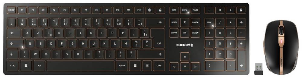 CHERRY JD-9100FR-2 Kabellos, Funk Tastatur, Maus-Set Französisch,