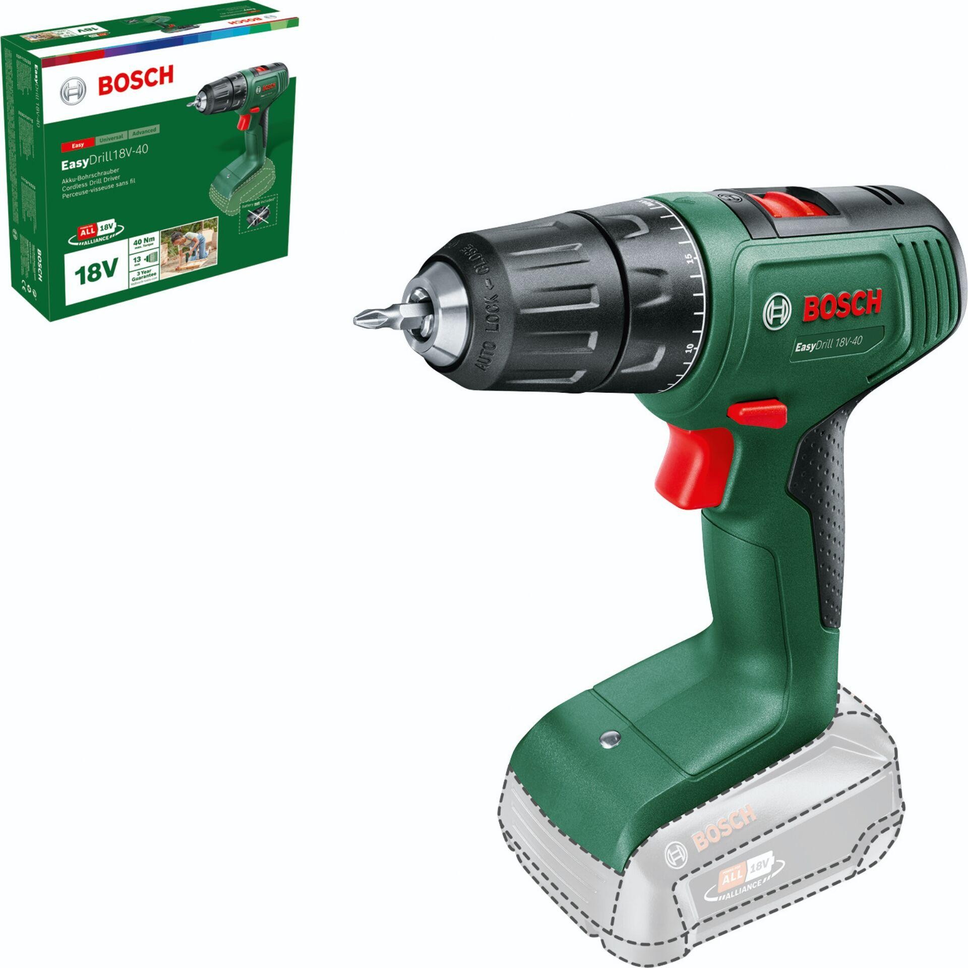 Bosch EasyDrill 18V-40 1630 RPM Keyless 1.3 kg Black, Green - Bosch