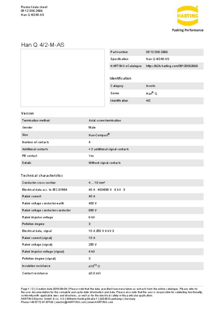 HARTING Stifteinsatz 09120062666 Inhalt: 1 St. Stifteinsatz