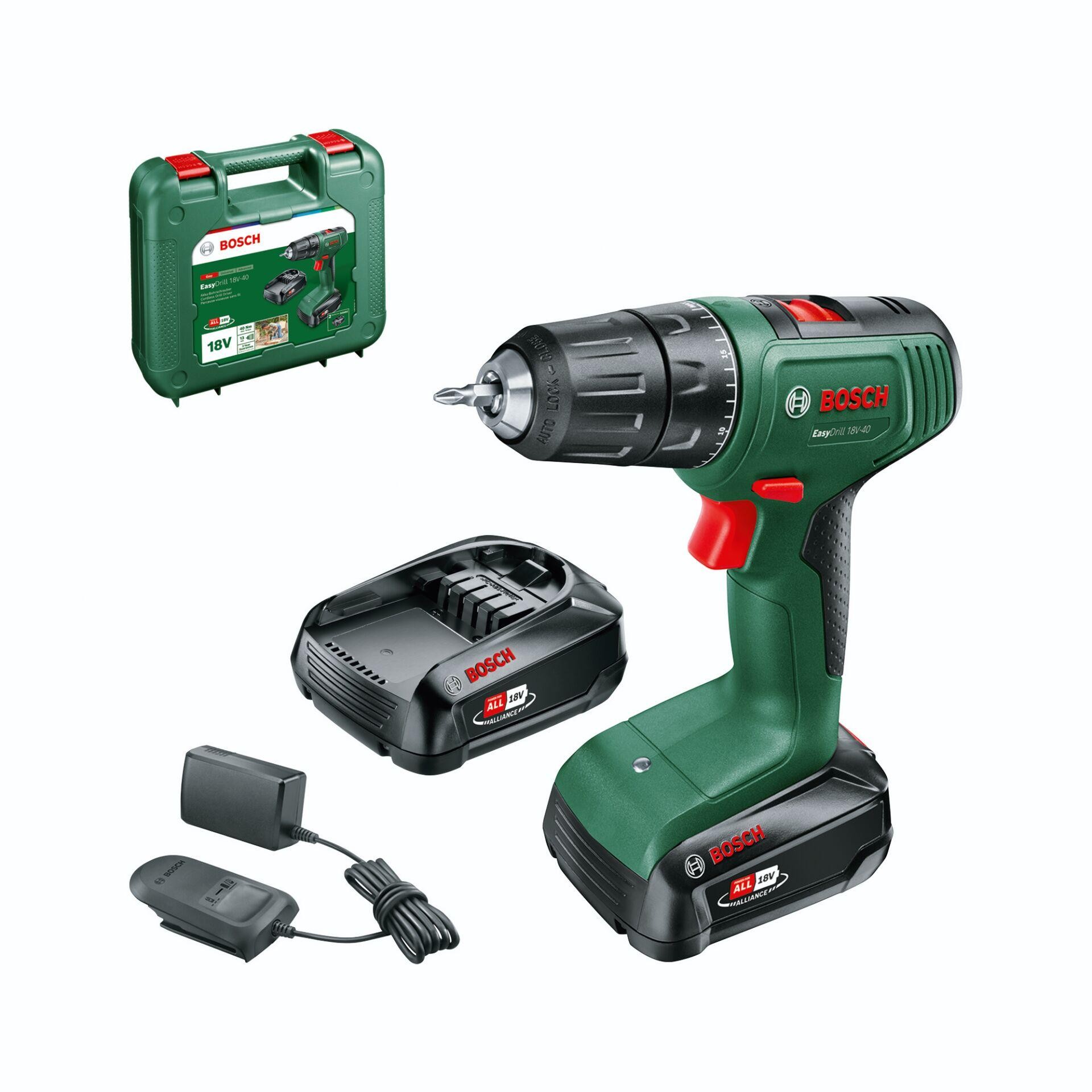 Bosch EasyDrill 18V-40 1630 RPM Sin llave 1,3 kg Negro, Verde - Bosch