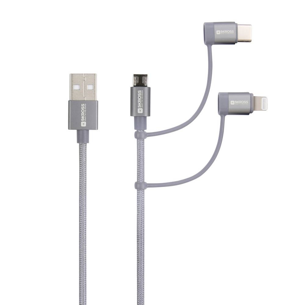 Skross USB-cable USB 2.0 USB-A jack 1.20m Spacegrau Rund, Flexibel,