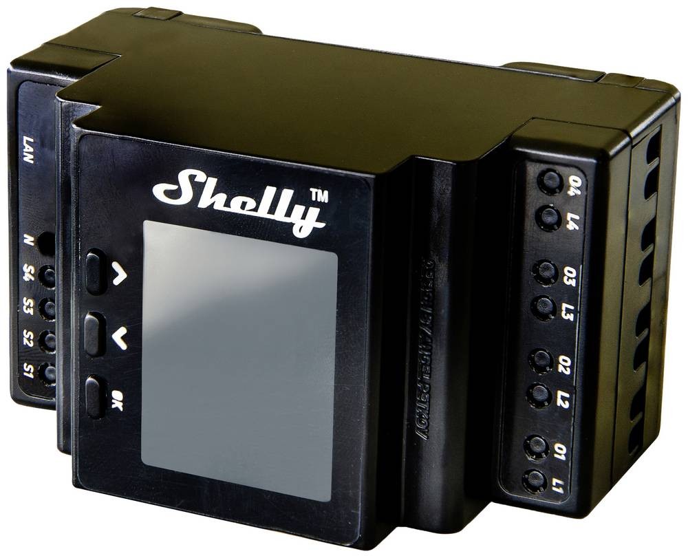 Shelly Pro 4PM Hutschienenrelais Bluetooth, Wi-Fi