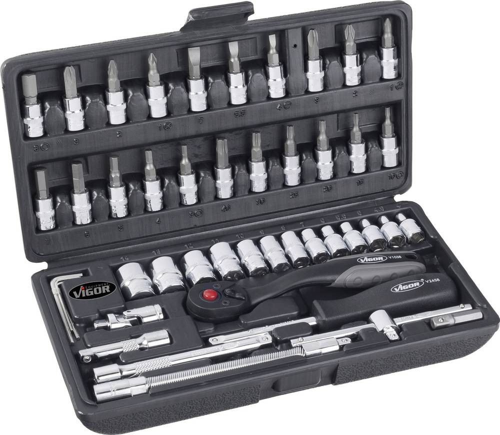 Vigor Steckschlüsselsatz metrisch 1/4\ (6.3 mm) 46teilig V2414