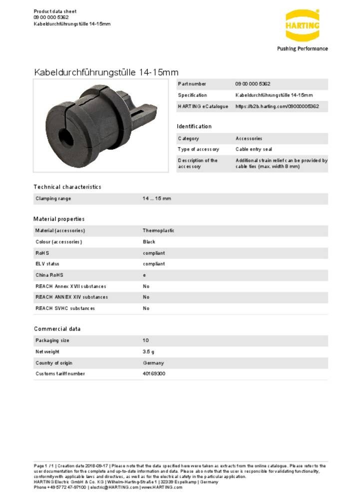 HARTING Kabeldurchführungstülle 09000005362 Inhalt: Kabeldurchfü