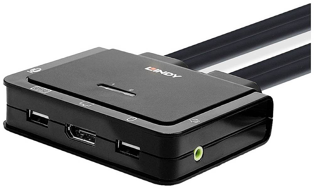 LINDY 2 Port DisplayPort 1.2, USB-C Cable KVM Switch