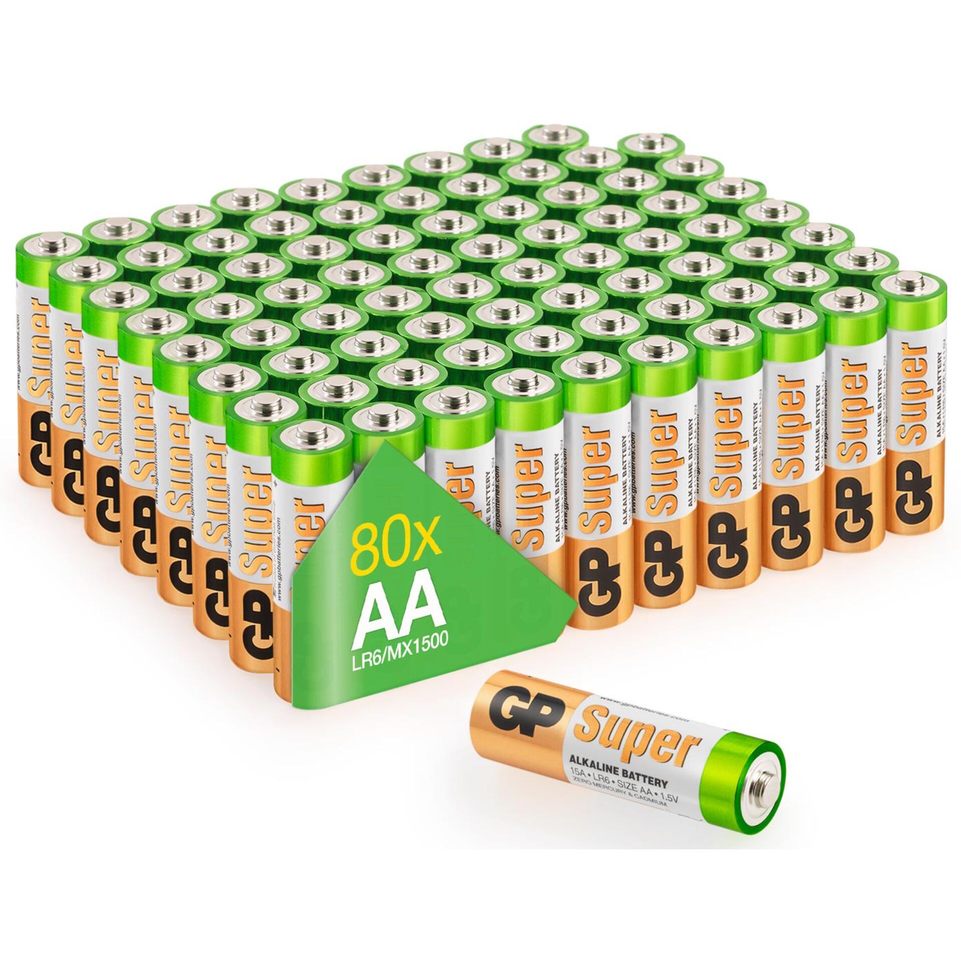 GP Super Mignon (AA)-Batterie Alkali-Mangan 1.5V 80St.