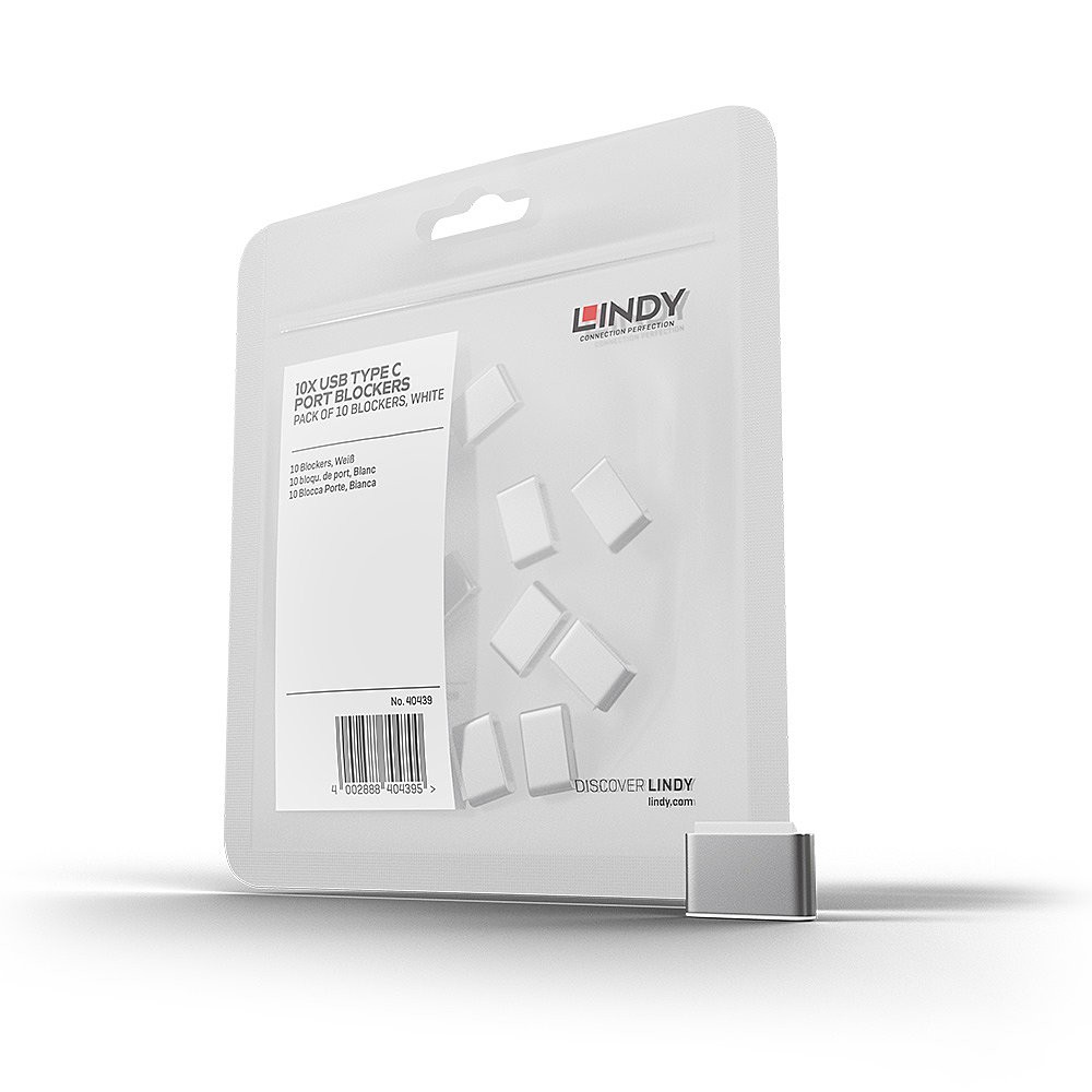 Lindy USB Type C Port Blockers (Without Key) - Pack of 10, White -