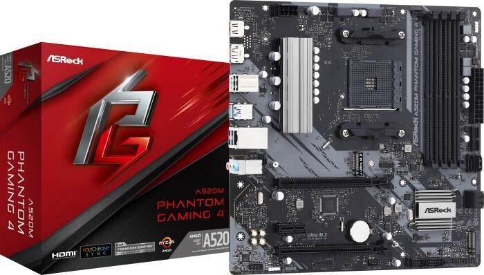 ASRock A520M Phantom Gaming 4 AM4 mATX HDMI/DP DDR4 retail