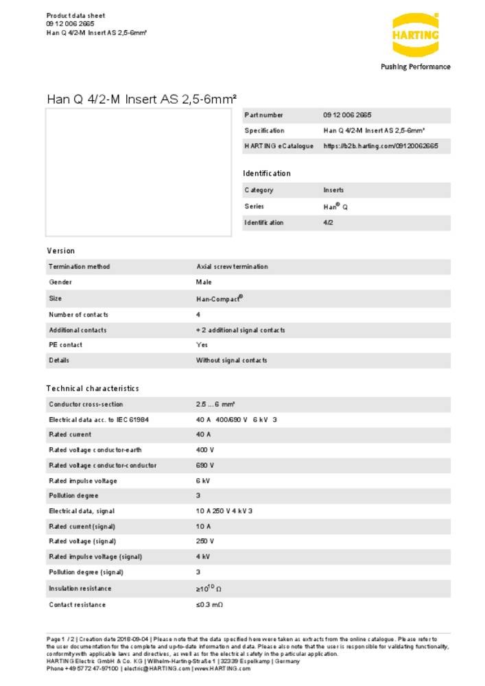 HARTING Stifteinsatz 09120062665 Inhalt: 1 St. Stifteinsatz
