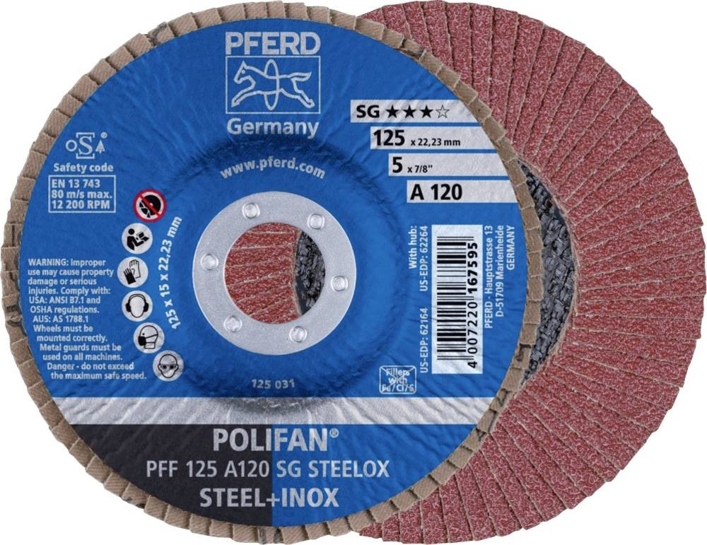 PFERD TOOLS 67649125PFF 125A 120 PSF STEELOX Fächerschleifscheibe