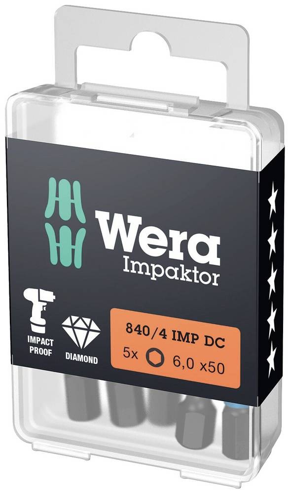 Wera 05057644001 Vielzahn-Bit 4 F 6.3 5St.