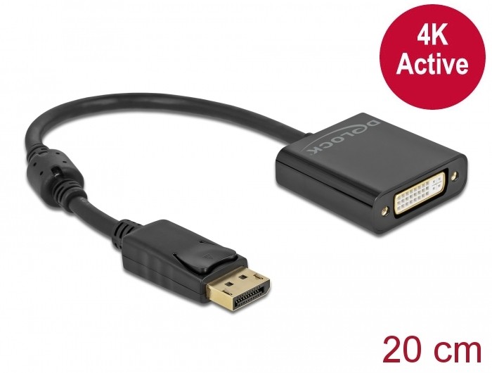 DeLOCK Adapter DisplayPort 1.2 male to DVI female 4K Active black -