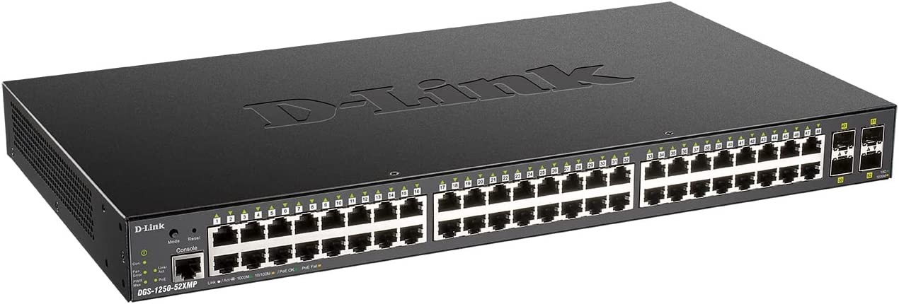 D-Link DGS-1250-52XMP 52-Port Smart Mgd. PoE+ Gigabit Switch