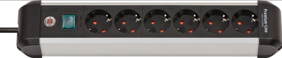 Brennenstuhl 1391030600 Steckdosenleiste mit Schalter Silber, Schwarz
