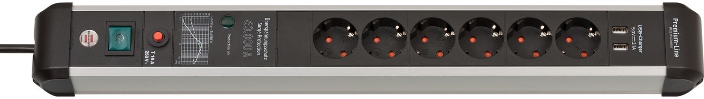 Brennenstuhl 1391010610 overvoltage protection-power strip silver,