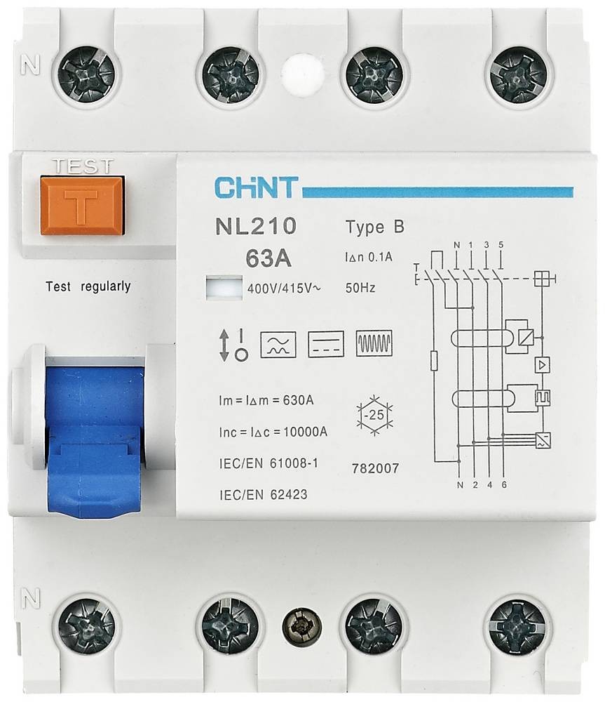 Chint 782006 NL210 3PN 40A 100mA B 10kA FI-Schutzschalter B/10 kA