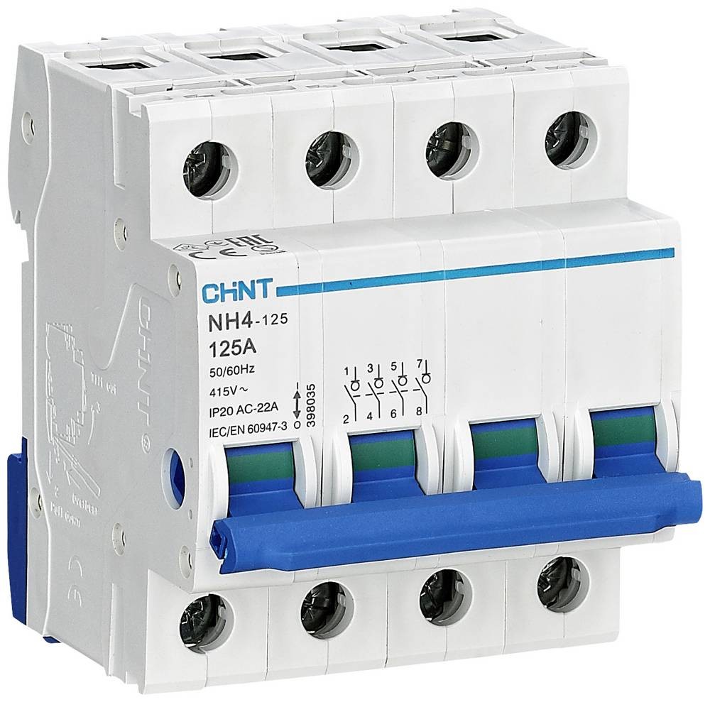 Chint 398046 Hauptschalter, 4POL 32A Hauptschalter Blau, Weiß 4polig