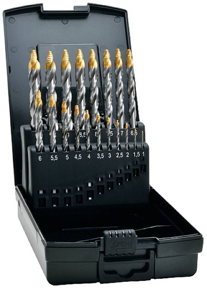 Exact 74561 Spiralbohrer StepTip Ø1,0-10,0mm 19-Stk. HSS TIN-TIP
