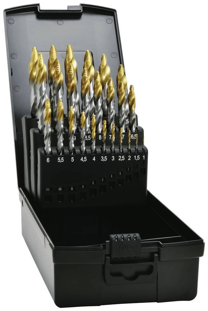 Exact 74562 Spiralbohrer StepTip Ø1,0-13,0mm 25-Stk. HSS TIN-TIP