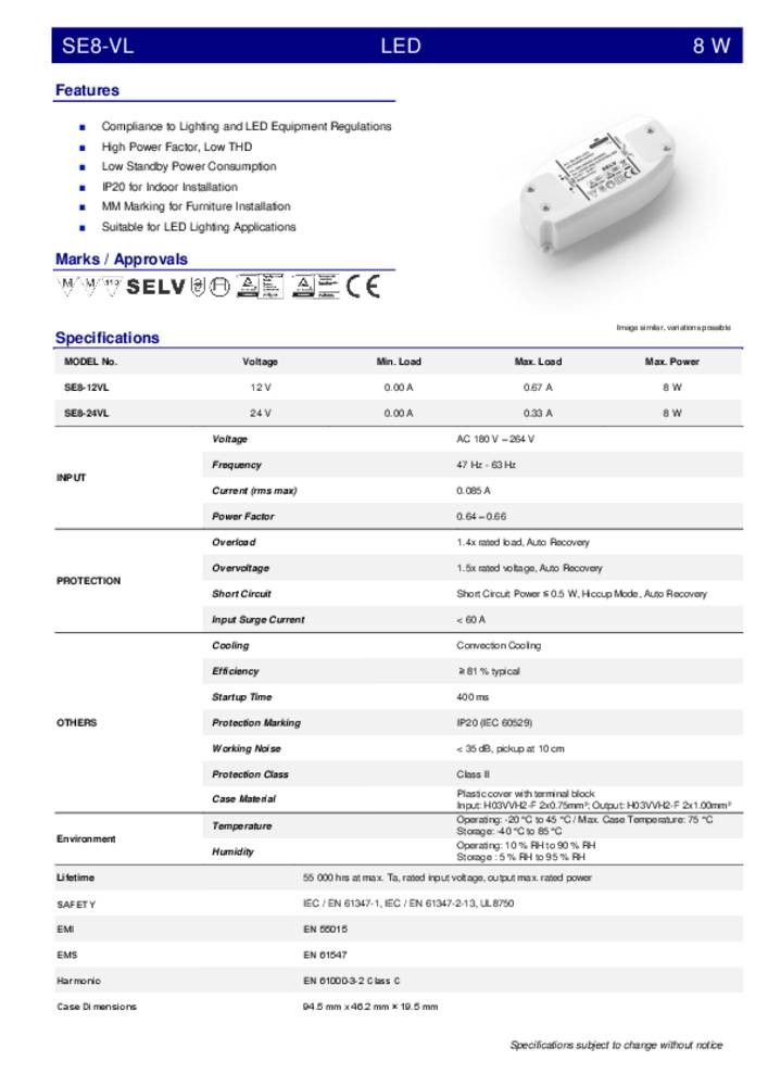 Dehner Elektronik SE 8-24VL (24VDC) LED-Trafo, LED-Treiber