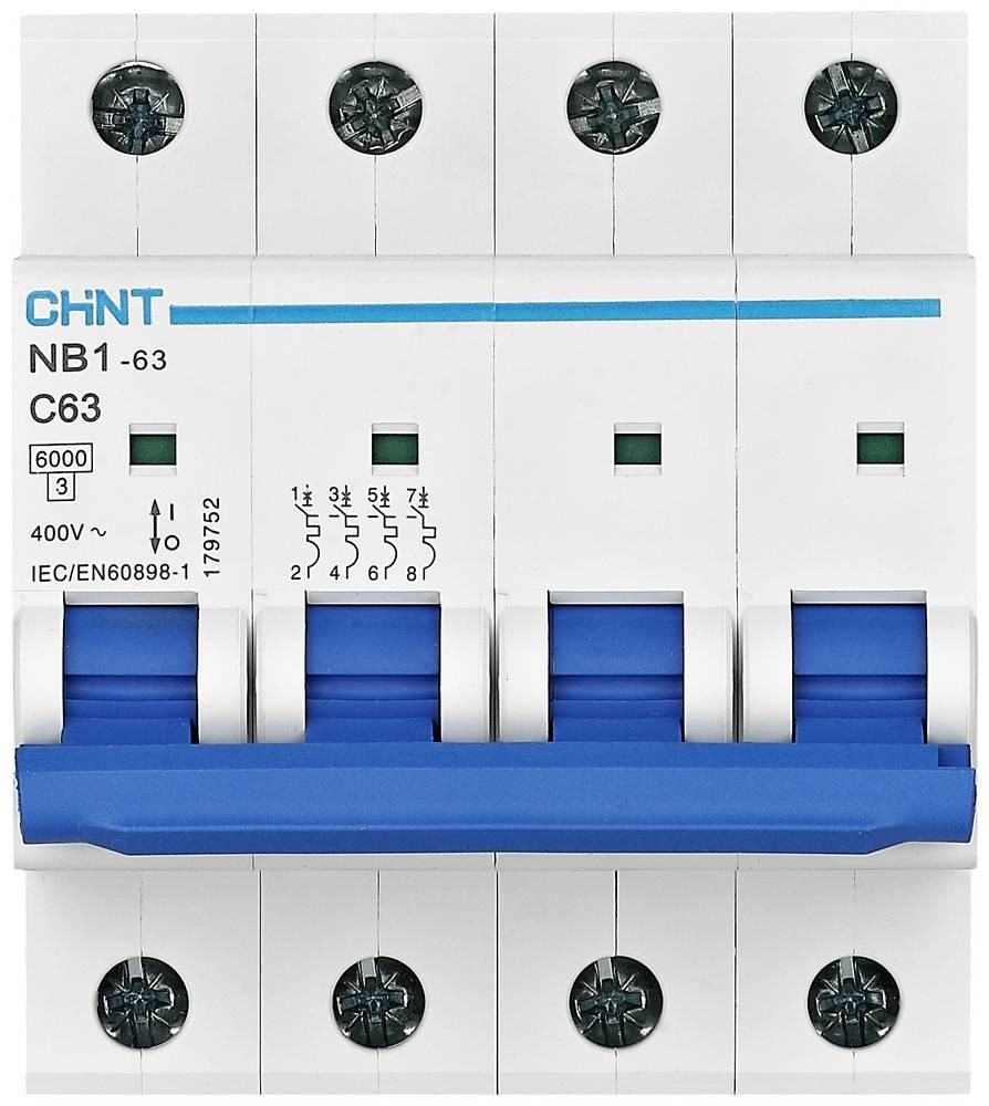 Chint 179745 NB1-63 4P C25 6kA DB Leitungsschutzschalter 4polig 25A