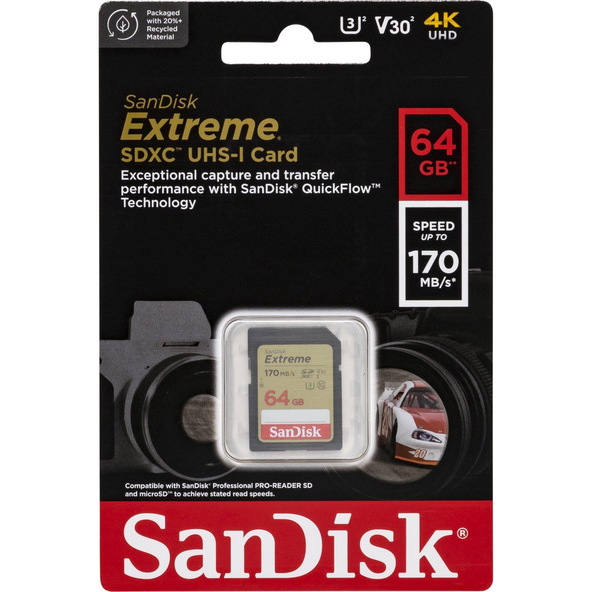 SanDisk Extreme 64 GB SDXC UHS-I Class 10 - SanDisk Extreme, 64 GB,