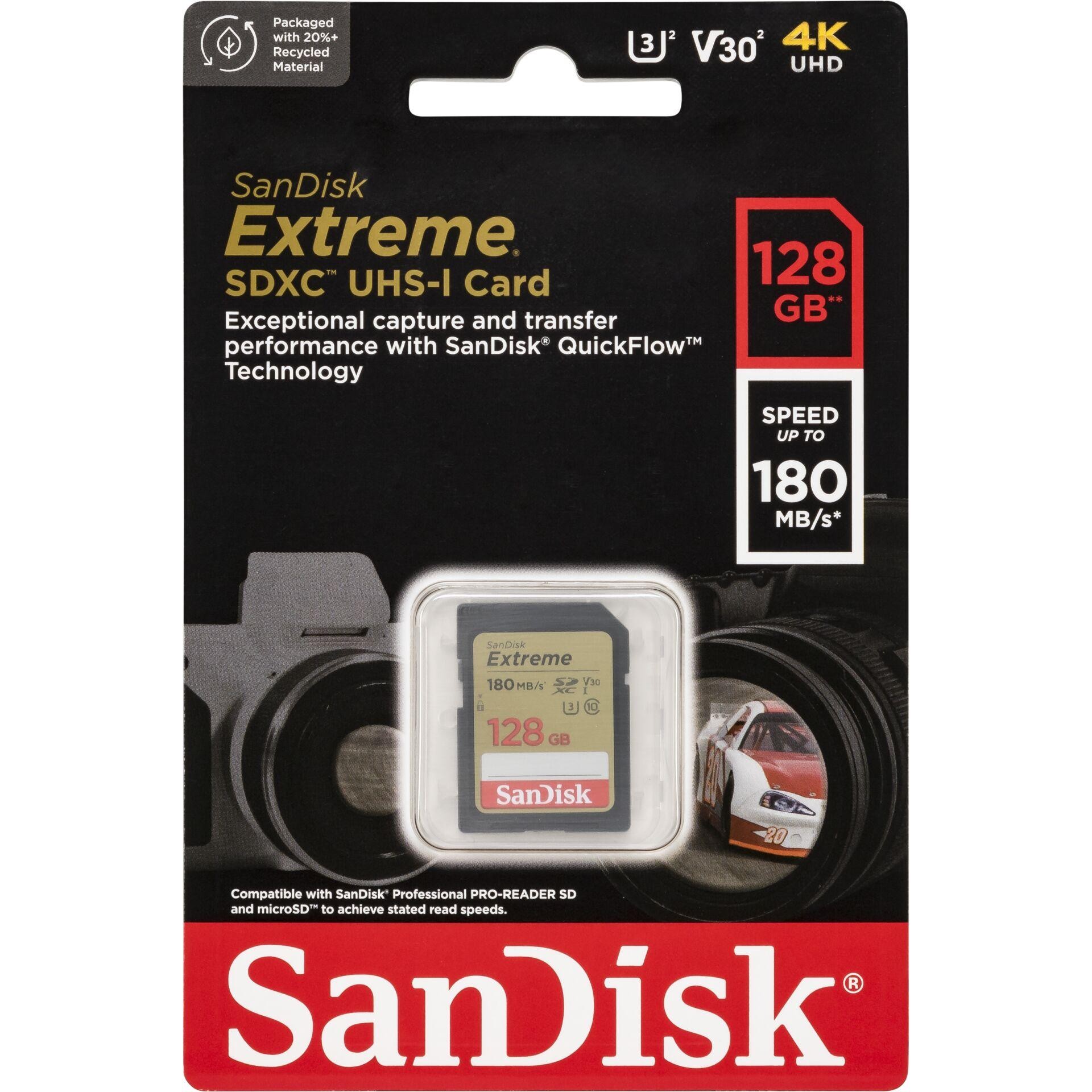 SanDisk Extreme 128 GB SDXC UHS-I Class 10 - SanDisk Extreme, 128 GB,