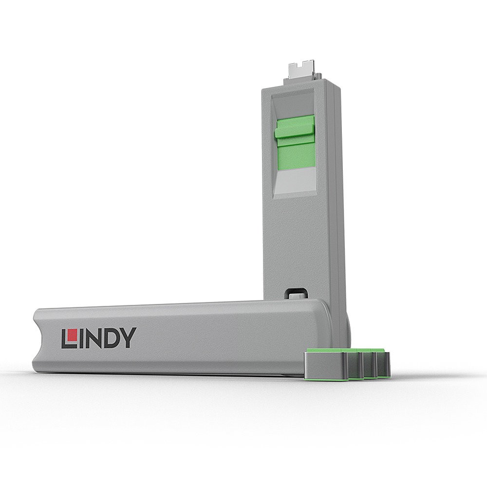Lindy Bloqueur de port USB C, 4 pièces + clé, Vert - Lindy Bloqueur
