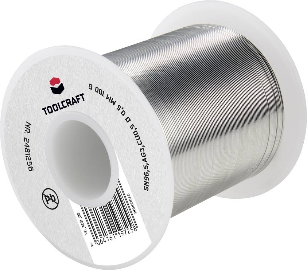 TOOLCRAFT Lötzinn, bleifrei Spule Sn96,5Ag3Cu0,5 ROL1 100g 1.5mm