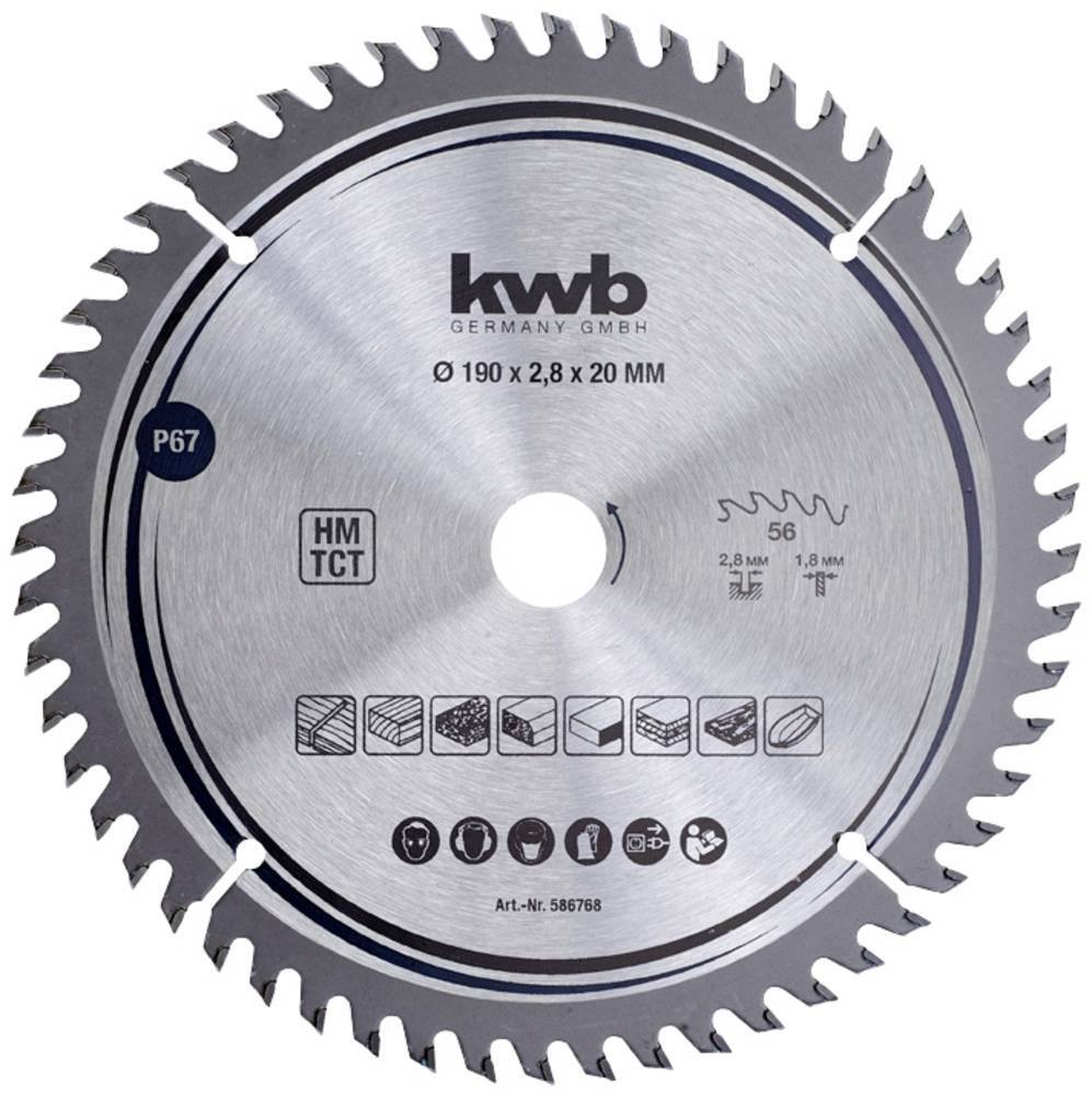 Kwb 586768 Hartmetall saw blade 190 x 20mm 1 pc(s)