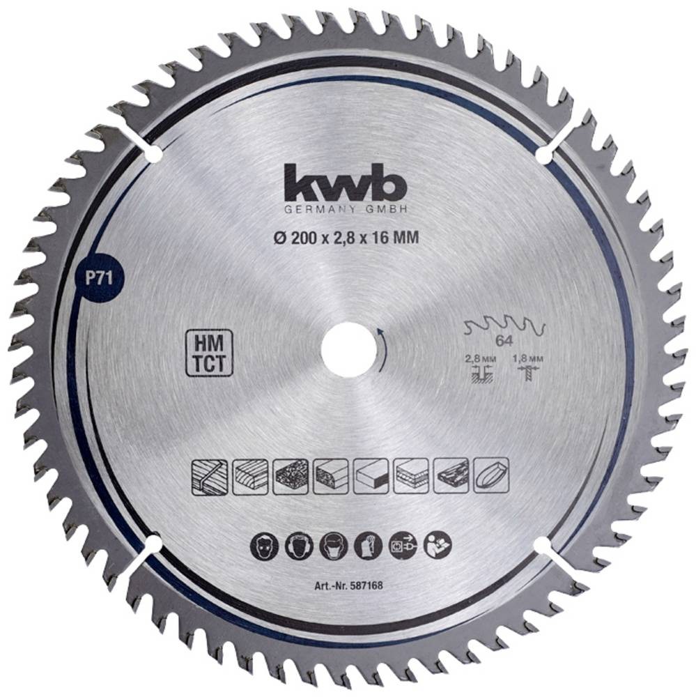Kwb 587168 Hartmetall la lama della sega 200 x 16mm 1 pezzo