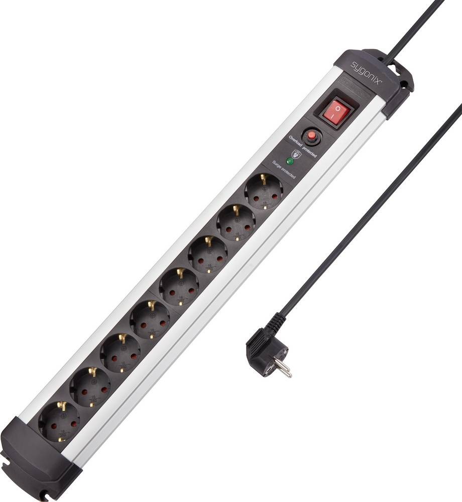 Sygonix SY-4755614 parafoudre-multiprise 8fach argent, noir