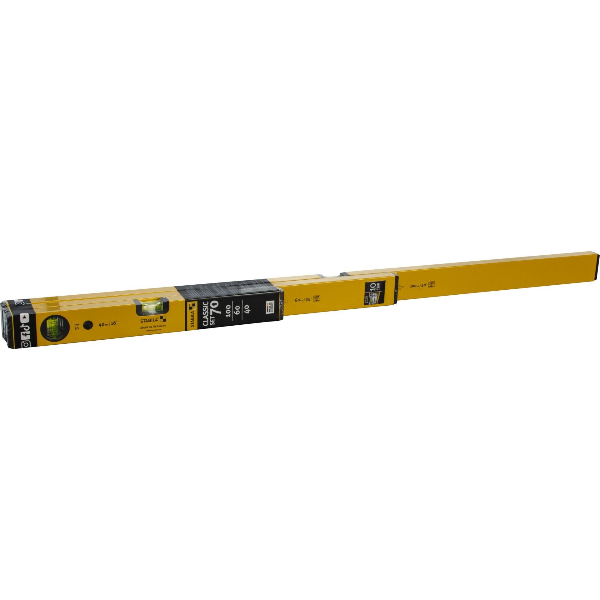 Stabila Classic set 70 (100 cm, 60 cm, 40 cm) 19819 Wasserwaagen-Set