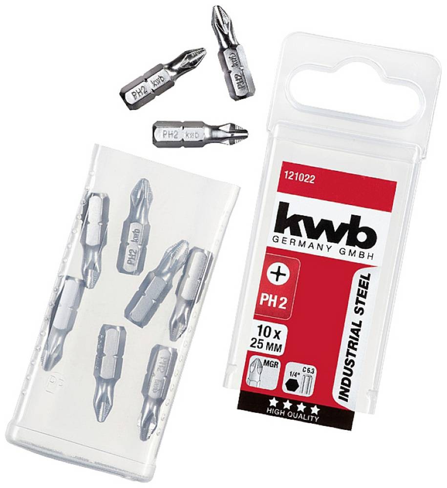 Kwb 121022 Kreuzschlitz-Bit PH 2 Stahl 10St.
