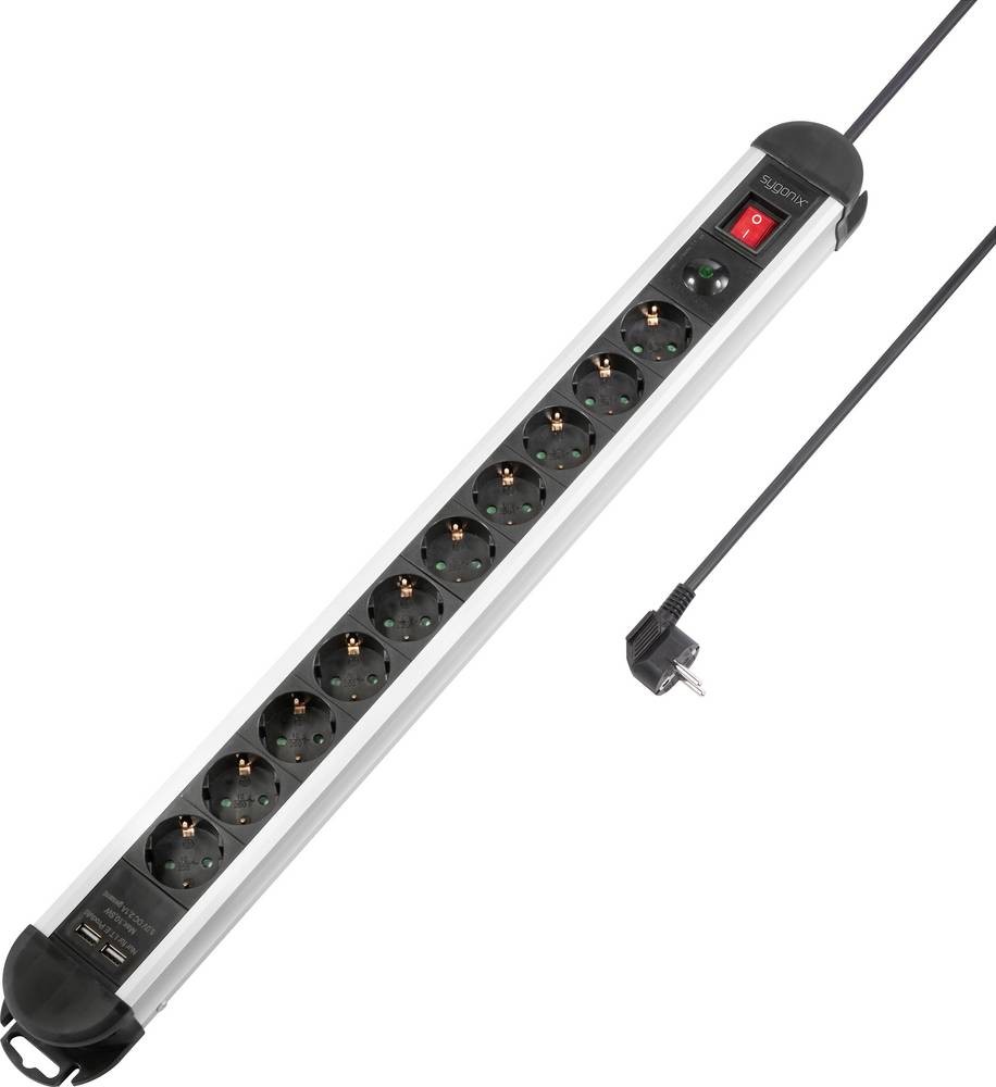 Sygonix SY-4755858 Überspannungsschutz-Steckdosenleiste Silber,