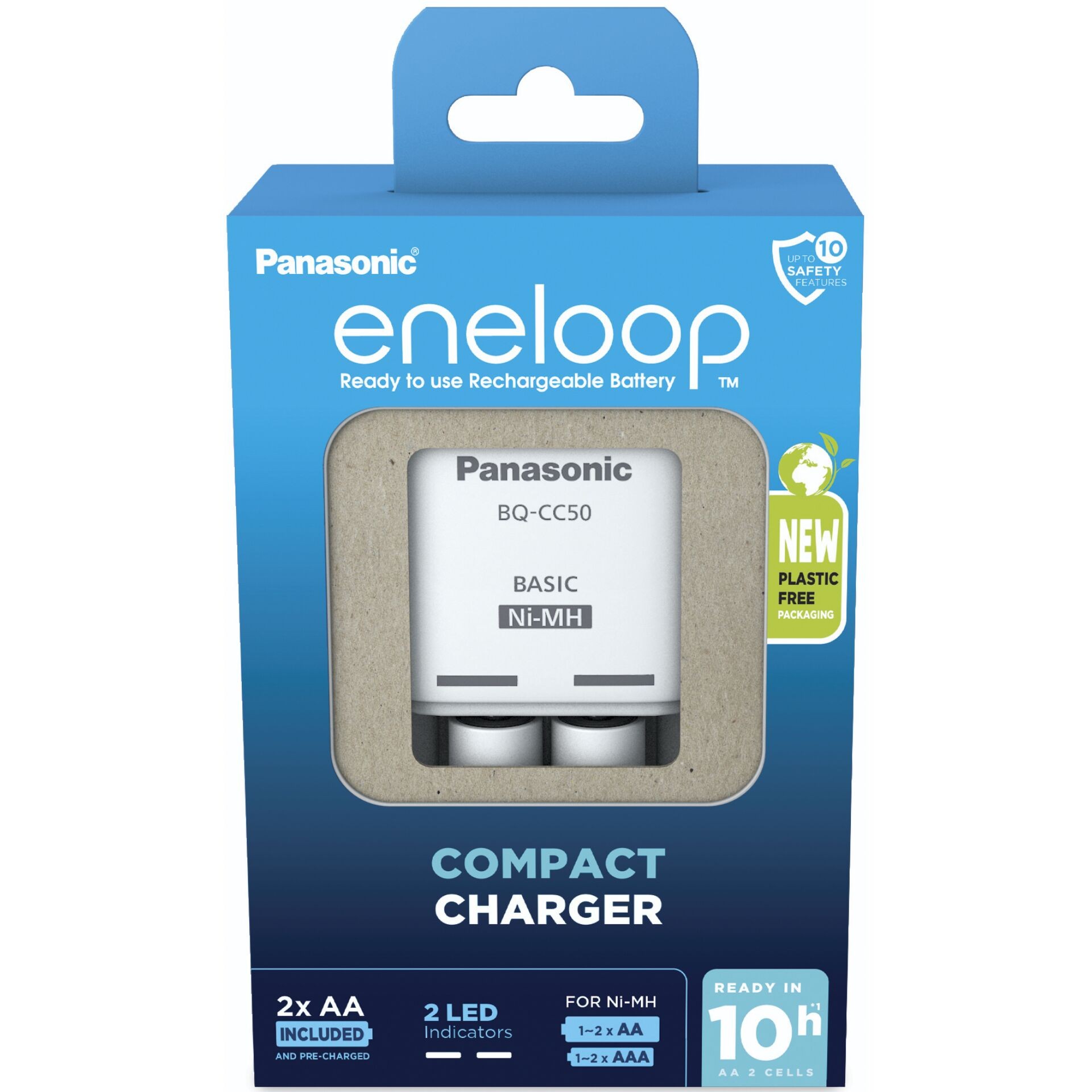 Panasonic Compact BQ-CC50 +2x eneloop AA Rundzellen-Ladegerät NiMH