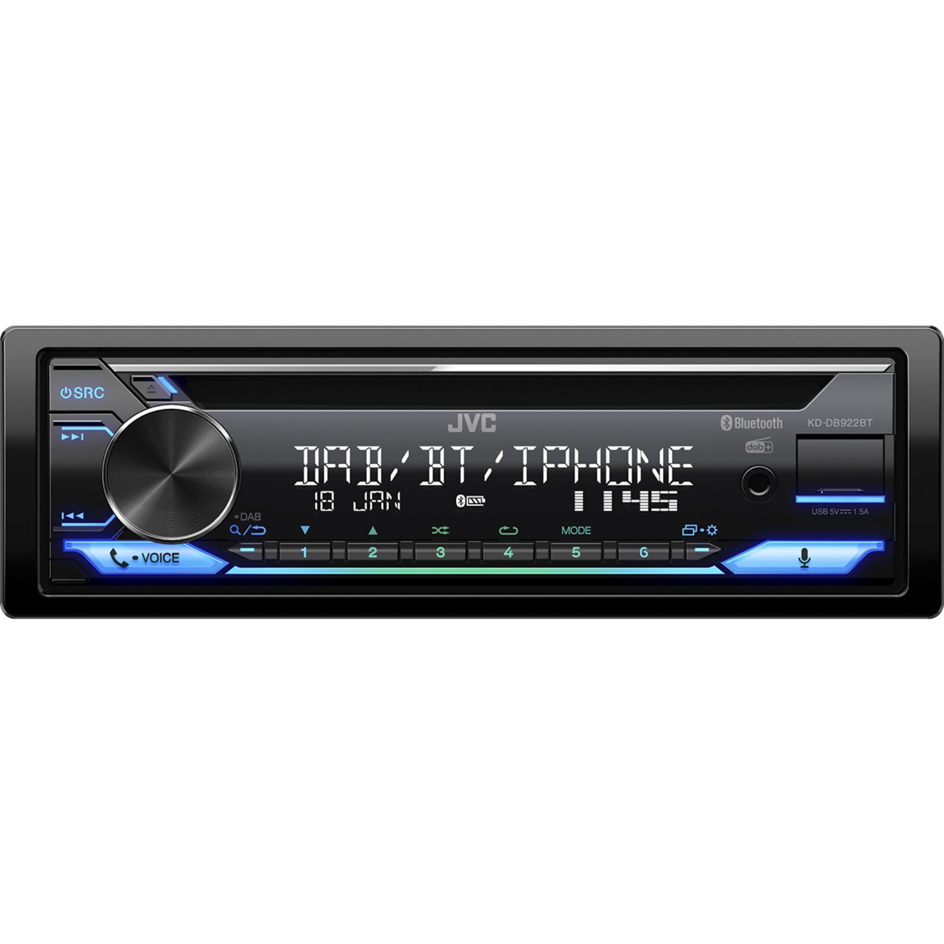 JVC KD-DB922BT Autoradio DAB+ Tuner, Anschluss für