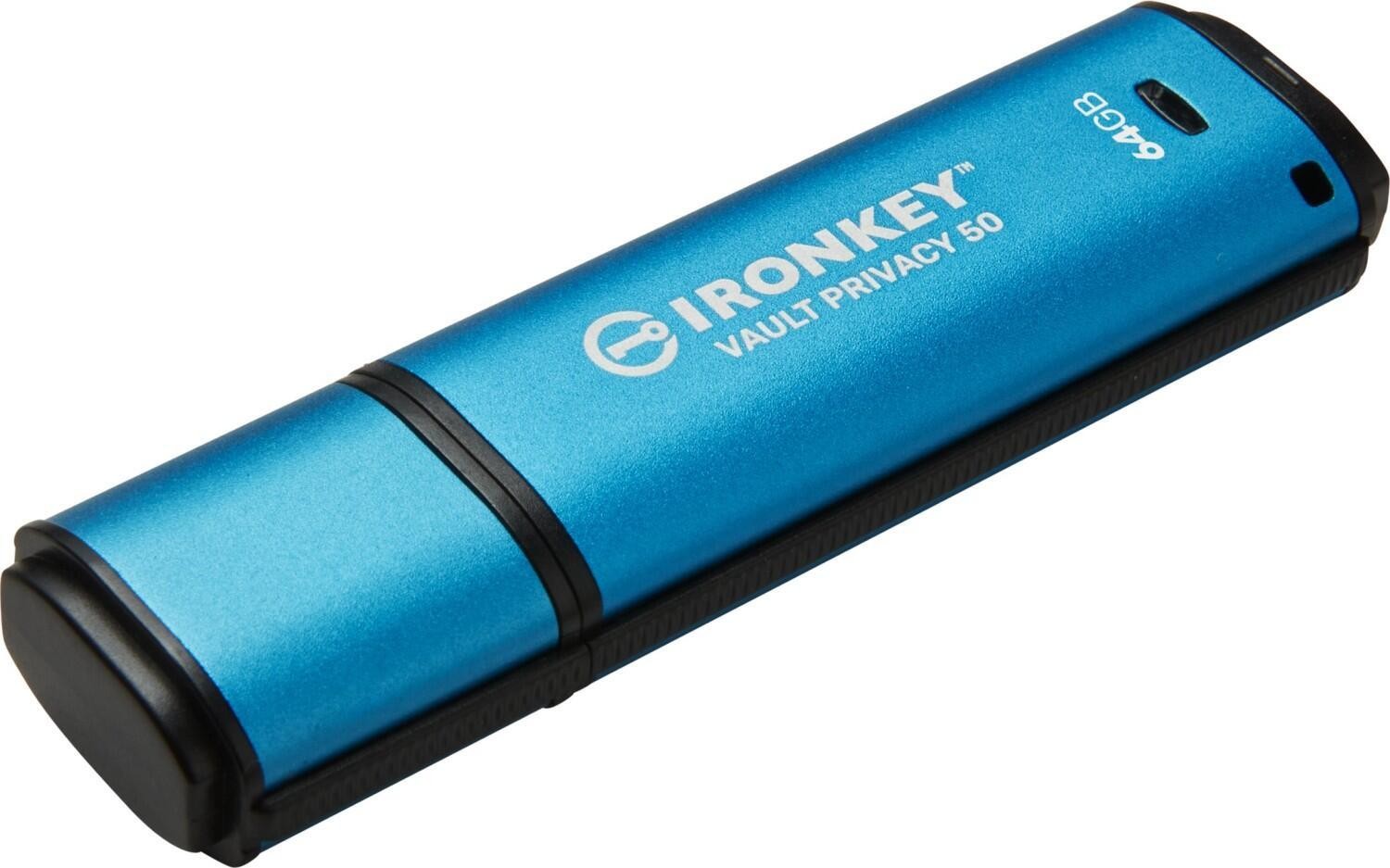 Kingston Technology IronKey 64GB Vault Privacy 50 AES-256 Encrypted,